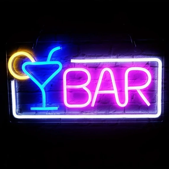 LED Neon Dekor - BAR - 42x22cm