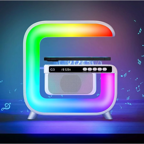 Asztali RGB Smart Lámpa /Bluetooth Hangszóró /Vezetéknélküli töltő